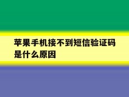 苹果手机接不到短信验证码是什么原因