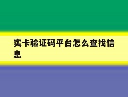 实卡验证码平台怎么查找信息