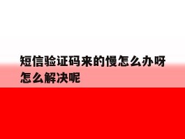 短信验证码来的慢怎么办呀怎么解决呢