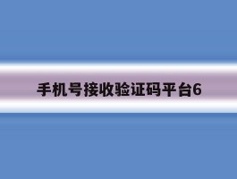手机号接收验证码平台6