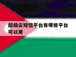 超级云短信平台有哪些平台可以用