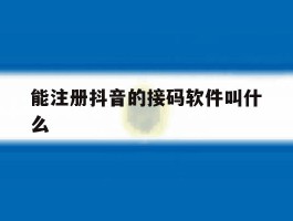 能注册抖音的接码软件叫什么
