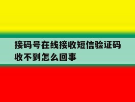 接码号在线接收短信验证码收不到怎么回事