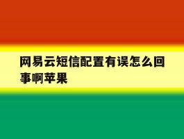 网易云短信配置有误怎么回事啊苹果