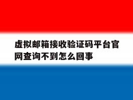 虚拟邮箱接收验证码平台官网查询不到怎么回事的简单介绍