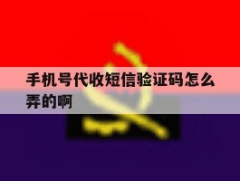 手机号代收短信验证码怎么弄的啊