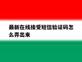 最新在线接受短信验证码怎么弄出来