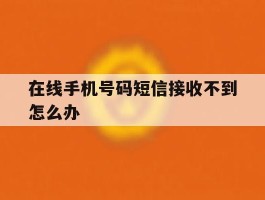 在线手机号码短信接收不到怎么办