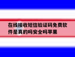 在线接收短信验证码免费软件是真的吗安全吗苹果