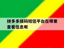 拼多多接码短信平台在哪里查看信息呢