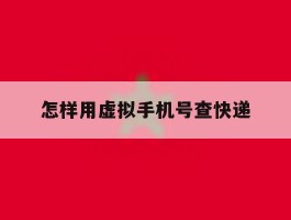怎样用虚拟手机号查快递