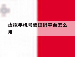 虚拟手机号验证码平台怎么用