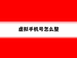 虚拟手机号怎么整